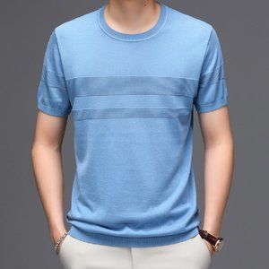 Cotton men's round neck short sleeve t-shirt men's simple and generous T-shirt